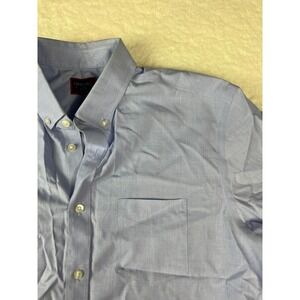 UNTUCKit Mens Large Blue Short Sleeve Button Down Wrinkle‎ Free Cotton Shirt